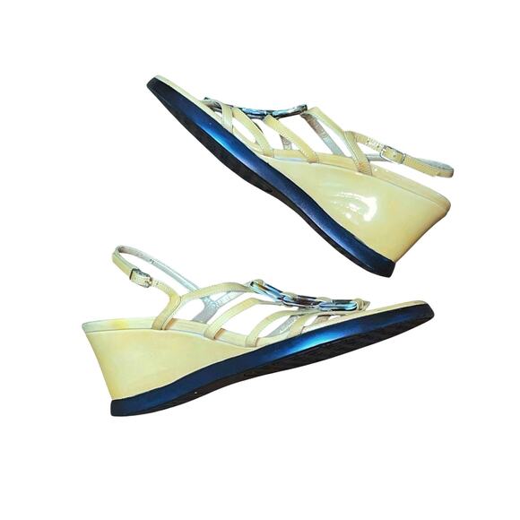 Stuart Weitzman Strappy Tortoiseshell & Leather Wedge Sandals 6.5 - Picture 6 of 9